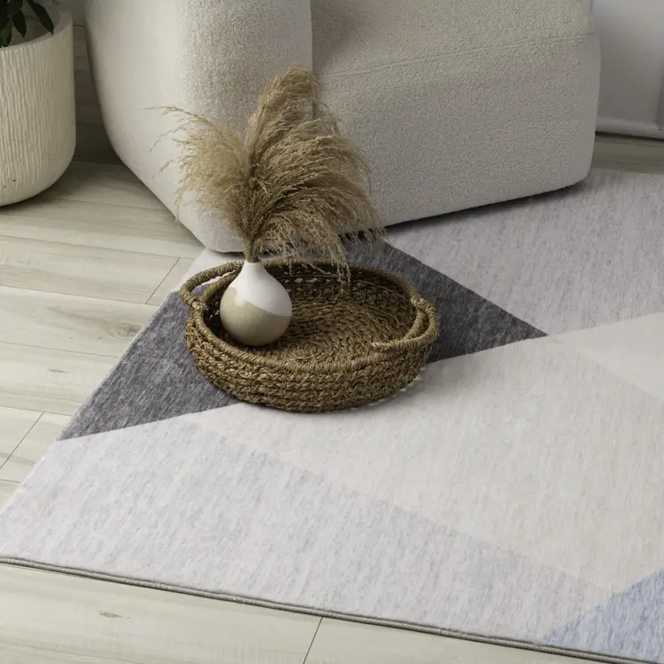 8' X 11' Blue and Gray Geometric Area Rug