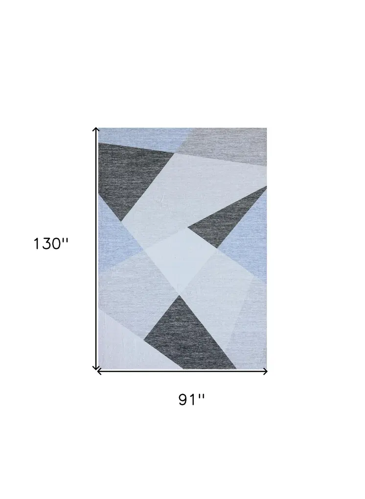 8' X 11' Blue and Gray Geometric Area Rug