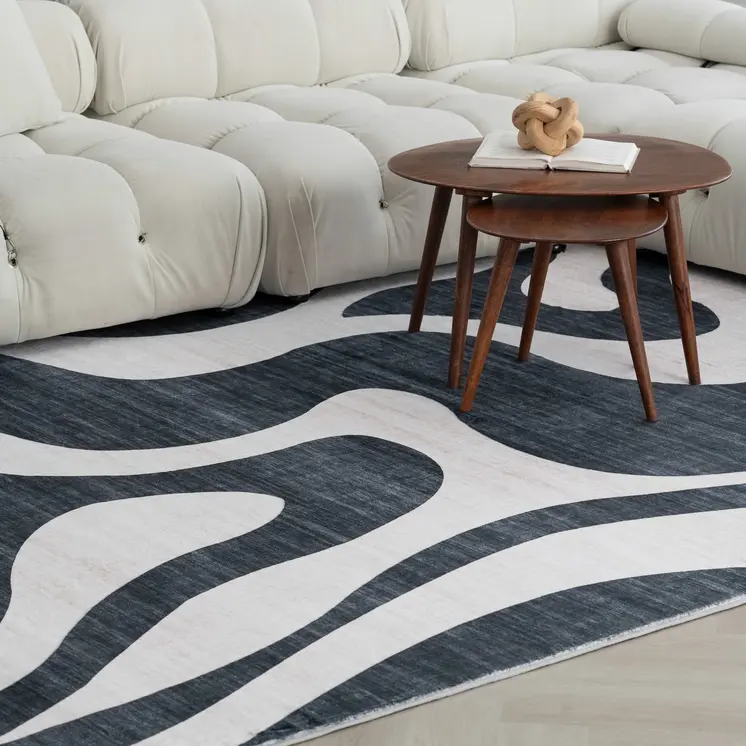 8' X 11' Black and White Zebra Print Area Rug