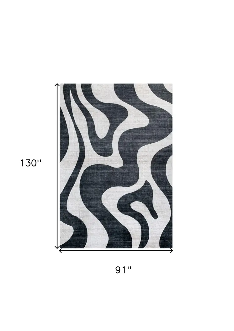 8' X 11' Black and White Zebra Print Area Rug