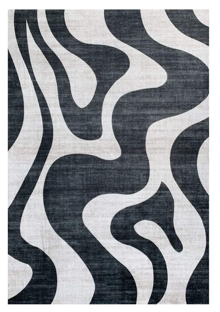 8' X 11' Black and White Zebra Print Area Rug