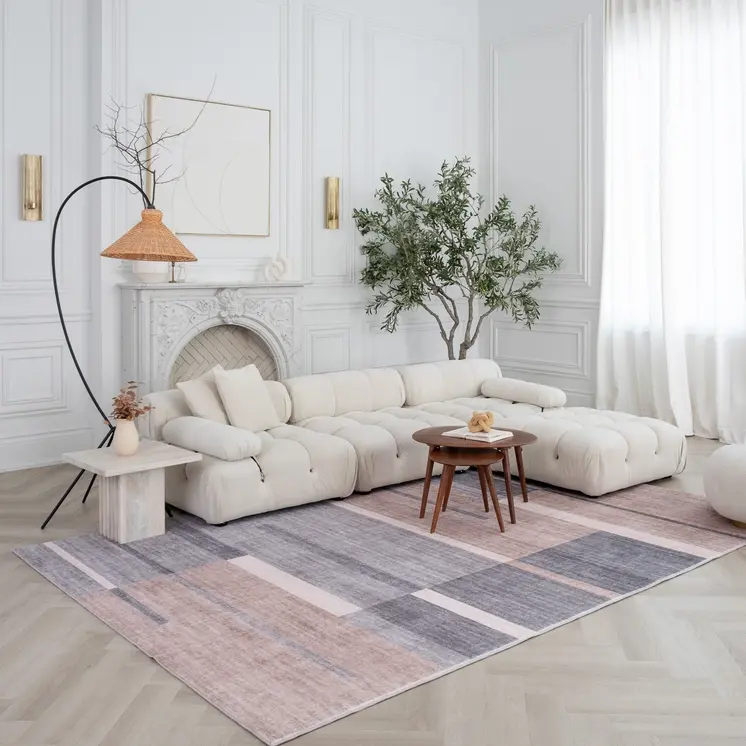5' X 8' Gray and Brown Abstract Area Rug
