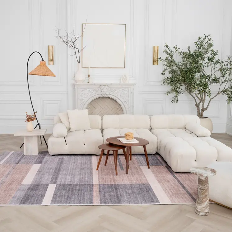 7' X 10' Gray and Brown Abstract Area Rug