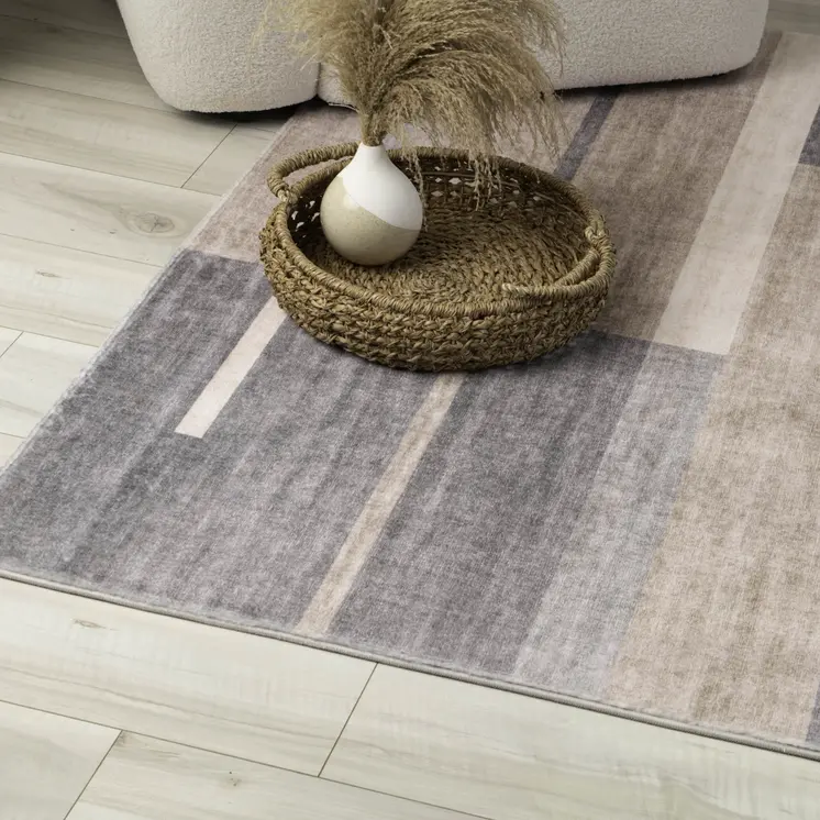 7' X 10' Gray and Brown Abstract Area Rug