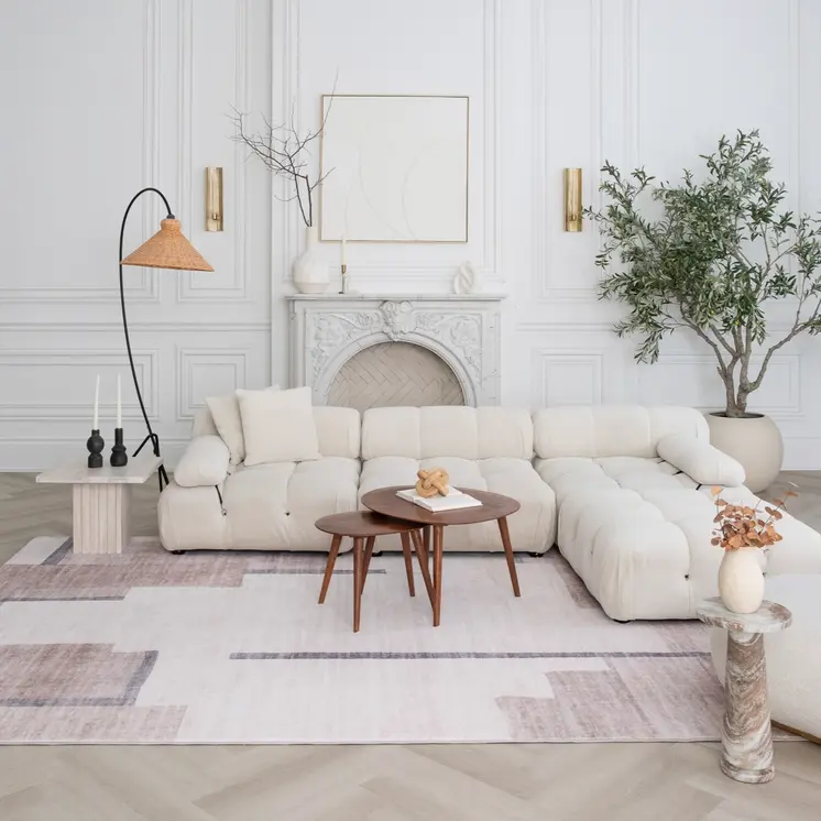 5' X 8' Beige and Brown Abstract Area Rug