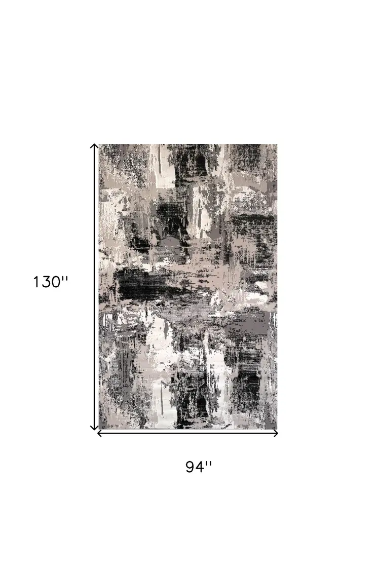 8' X 11' Black Gray and Beige Abstract Area Rug