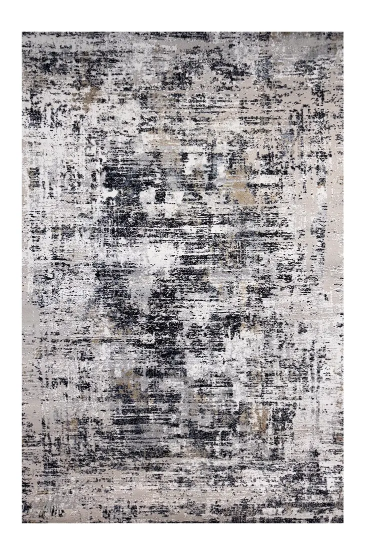 4' X 6' Beige Gray and White Abstract Area Rug