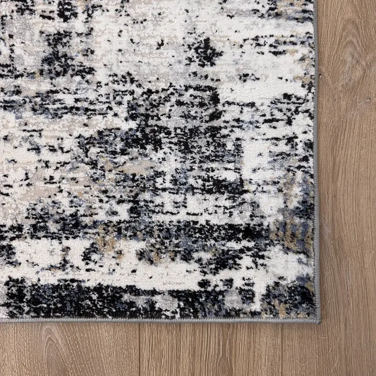 7' X 10' Beige Gray and White Abstract Area Rug