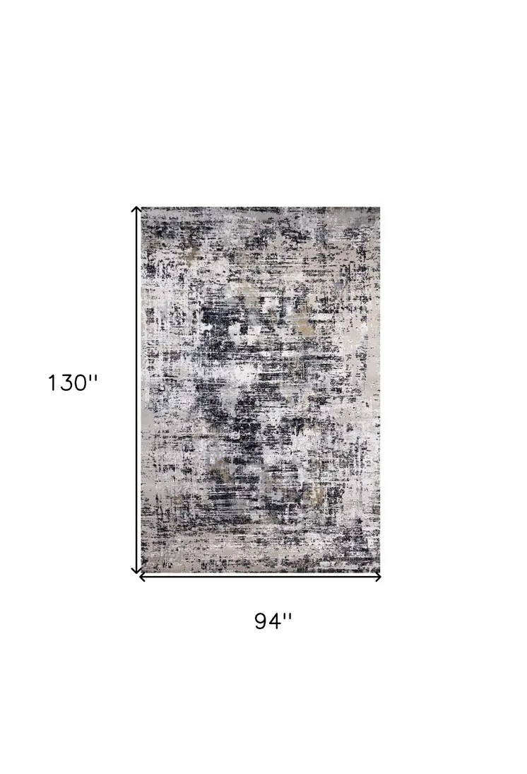 8' X 11' Beige Gray and White Abstract Area Rug
