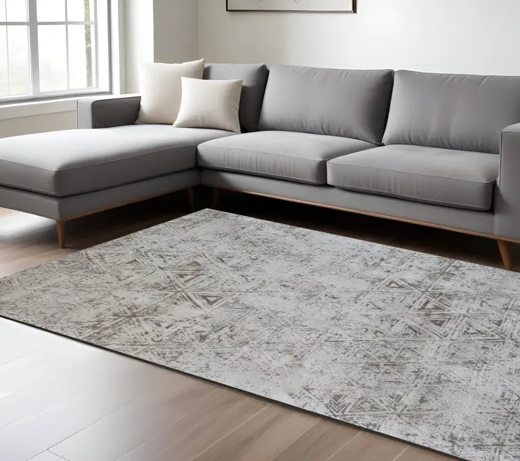 8' X 11' Cream and Beige Abstract Area Rug