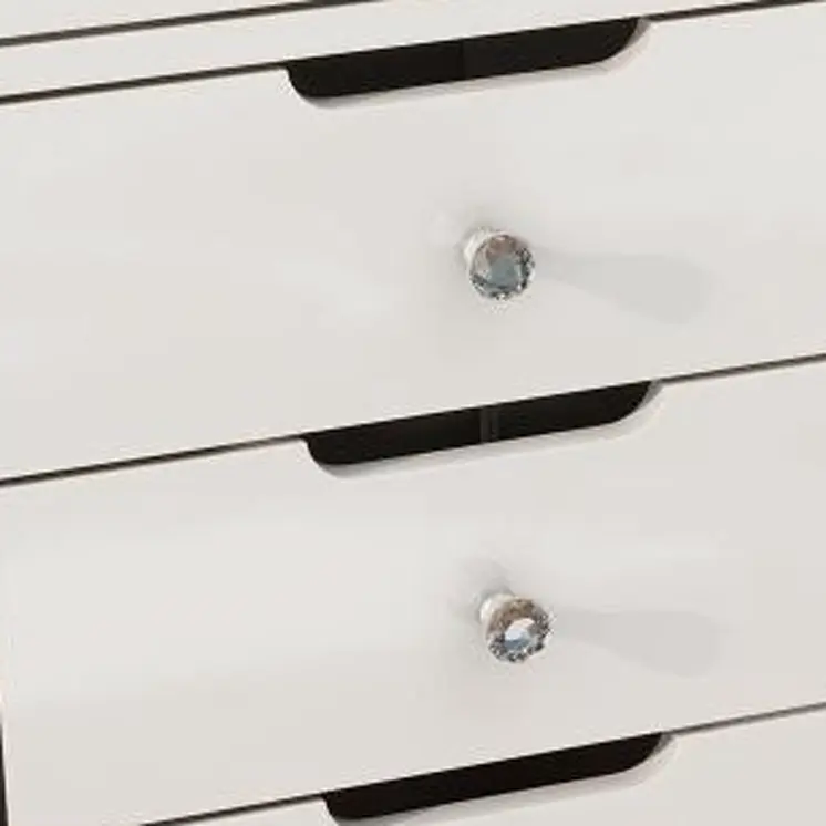 51" White Glass and Wood Vanity Table With Thirteen Drawers