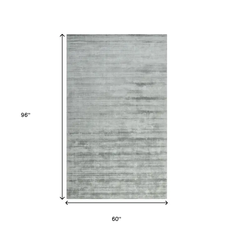 5' X 8' Silver And Gray Abstract Hand Woven Area Rug