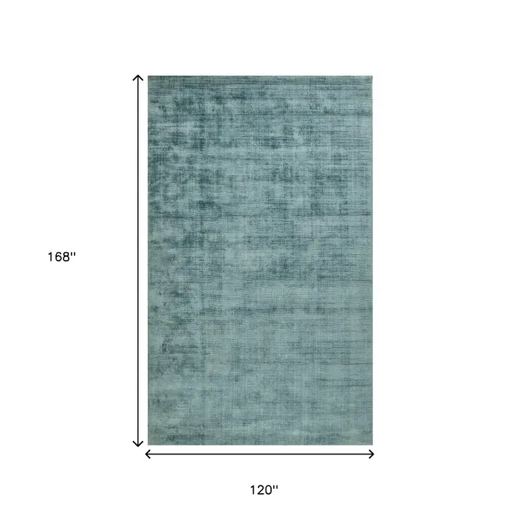 10' X 14' Sea Green And Light Blue Abstract Hand Woven Area Rug
