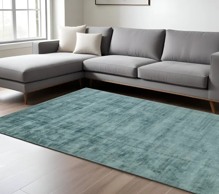 10' X 14' Sea Green And Light Blue Abstract Hand Woven Area Rug