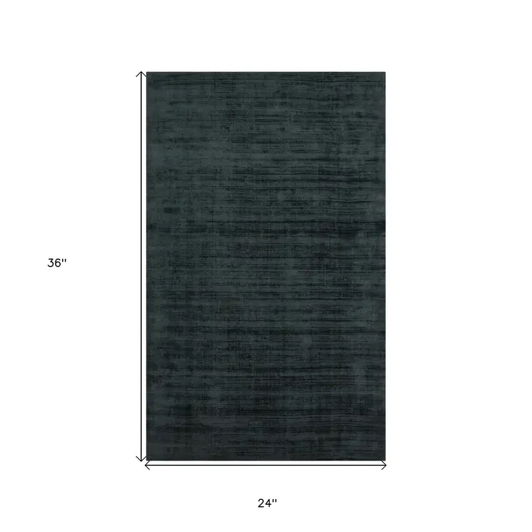2' X 3' Charcoal And Black Abstract Hand Woven Area Rug