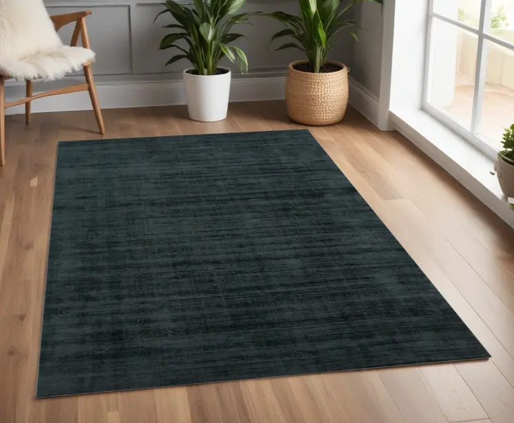 4' X 6' Charcoal And Black Abstract Hand Woven Area Rug