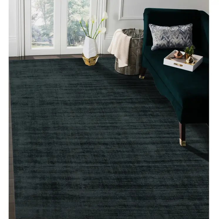 4' X 6' Charcoal And Black Abstract Hand Woven Area Rug