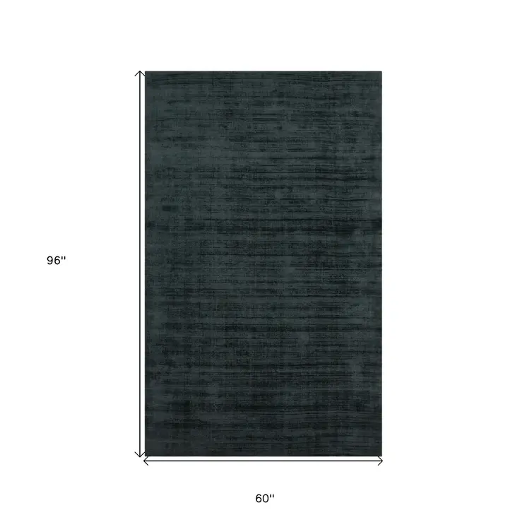 5' X 8' Charcoal And Black Abstract Hand Woven Area Rug