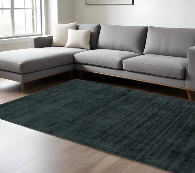10' X 14' Charcoal And Black Abstract Hand Woven Area Rug