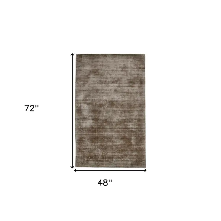 4' X 6' Brown And Gray Abstract Hand Woven Area Rug