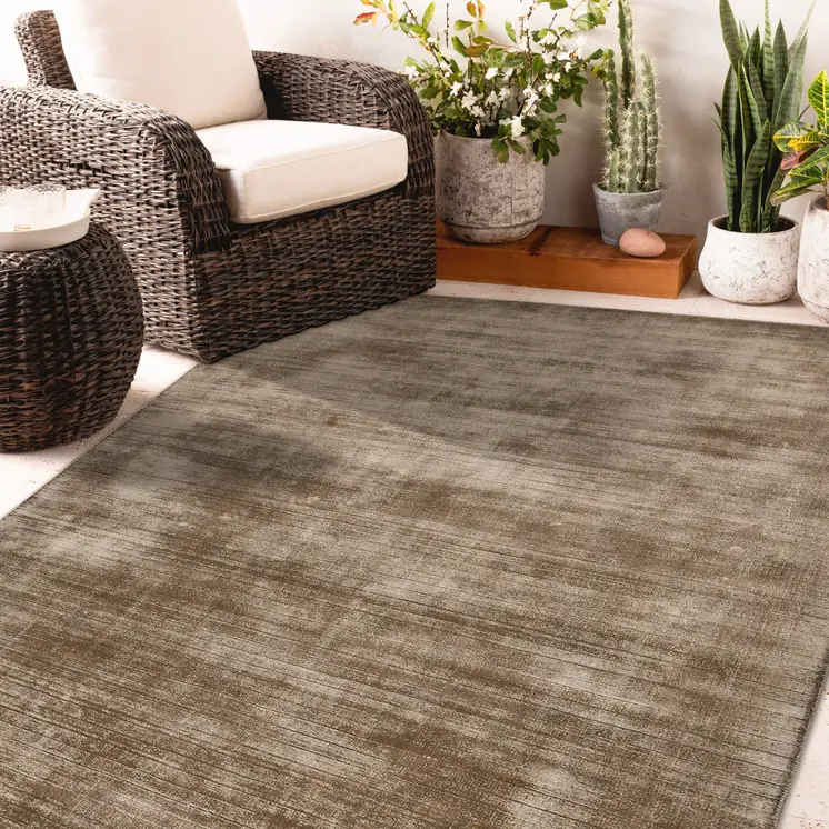 4' X 6' Brown And Gray Abstract Hand Woven Area Rug