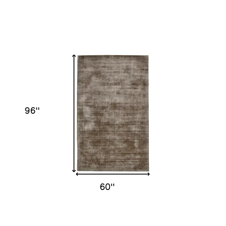 5' X 8' Brown And Gray Abstract Hand Woven Area Rug