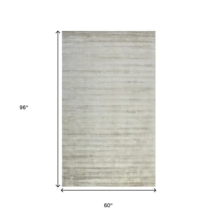 5' X 8' Ivory And Gray Abstract Hand Woven Area Rug