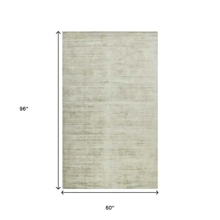 5' X 8' Sand And Ivory Abstract Hand Woven Area Rug