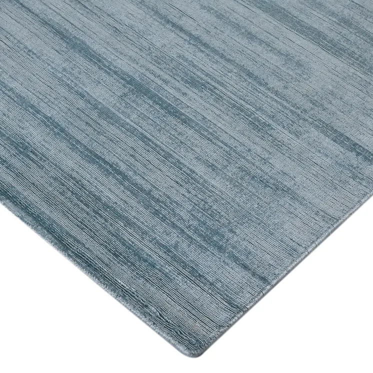 4' X 6' Light Blue And Dark Blue Striped Hand Woven Area Rug