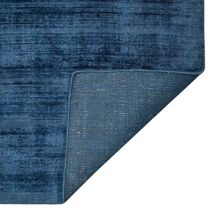 5' X 8' Dark Blue Striped Hand Woven Area Rug