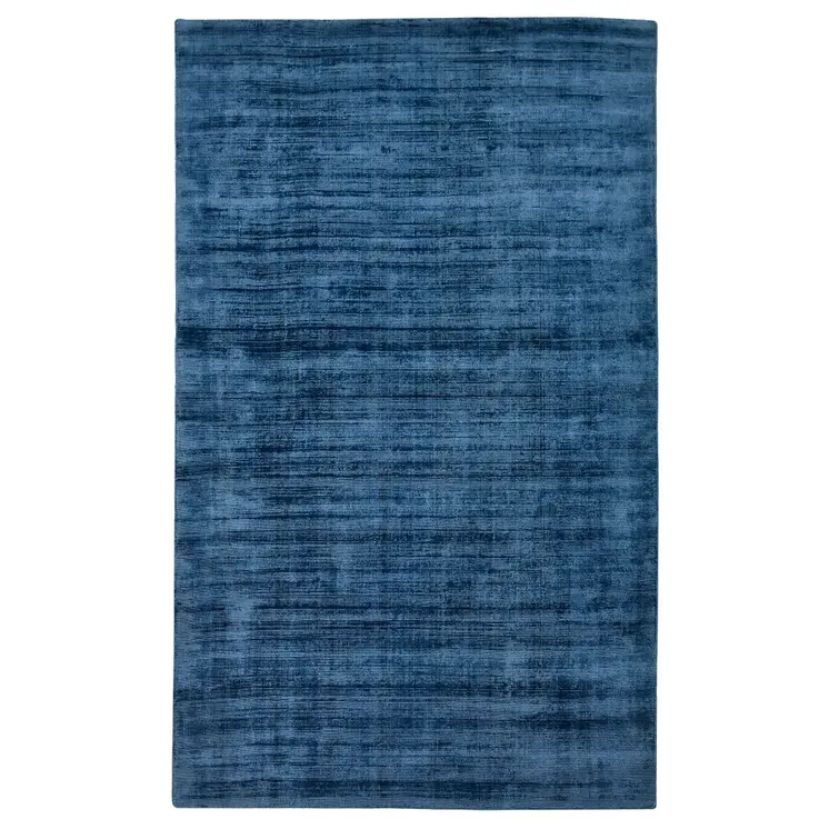 5' X 8' Dark Blue Striped Hand Woven Area Rug
