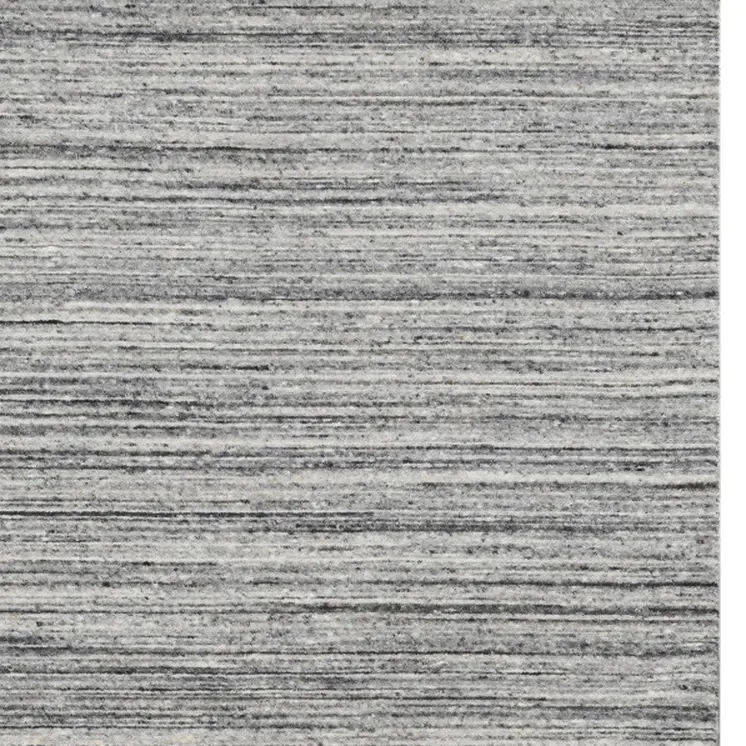 4' X 6' Ivory Gray And Black Wool Striped Hand Woven Area Rug