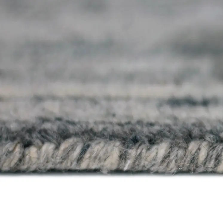 4' X 6' Ivory Gray And Black Wool Striped Hand Woven Area Rug