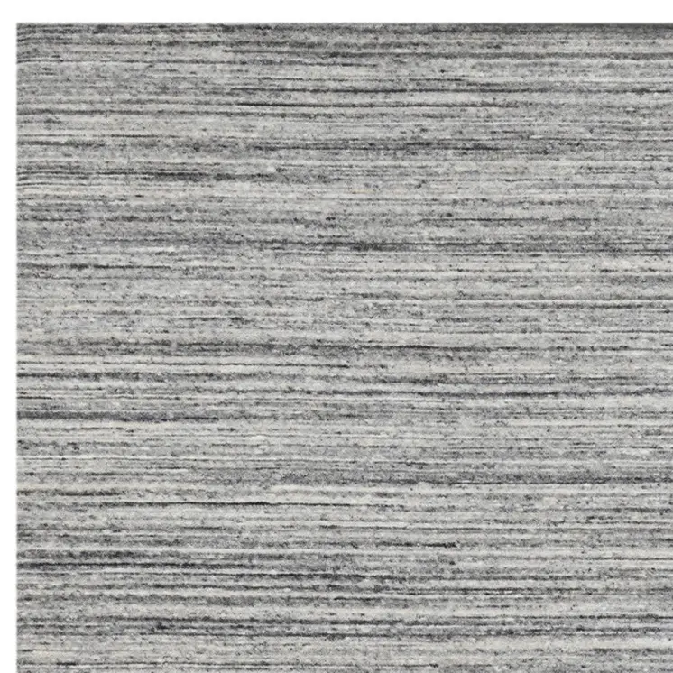 5' X 8' Ivory Gray And Black Wool Striped Hand Woven Area Rug