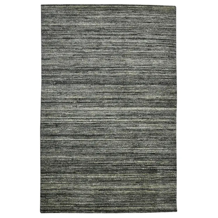 4' X 6' Gray And Black Wool Striped Hand Woven Area Rug