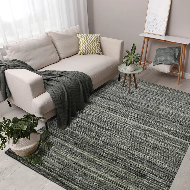 4' X 6' Gray And Black Wool Striped Hand Woven Area Rug