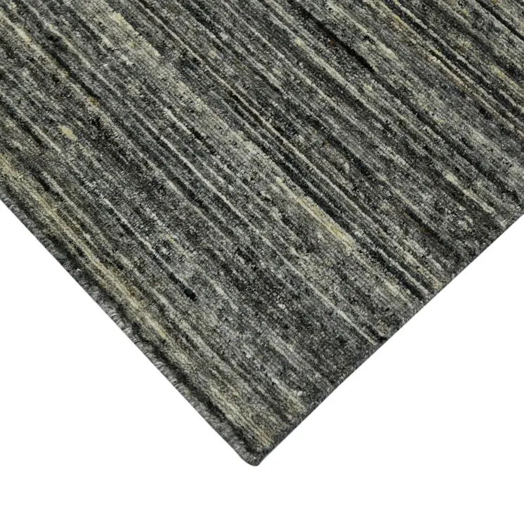 4' X 6' Gray And Black Wool Striped Hand Woven Area Rug