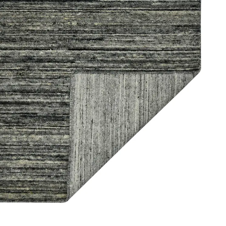 4' X 6' Gray And Black Wool Striped Hand Woven Area Rug