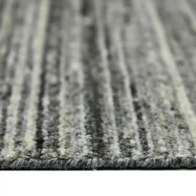 10' X 14' Gray And Black Wool Striped Hand Woven Area Rug