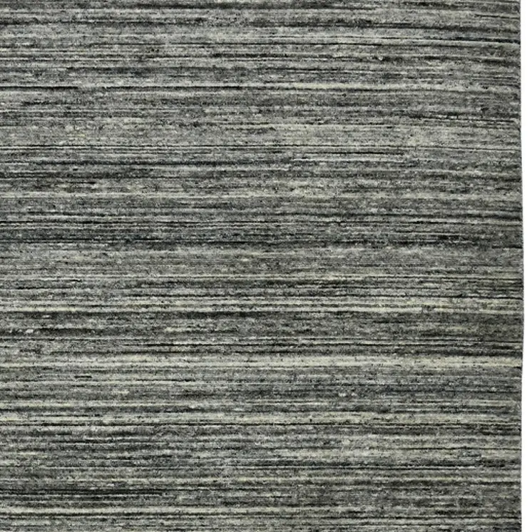 12' X 15' Gray And Black Wool Striped Hand Woven Area Rug