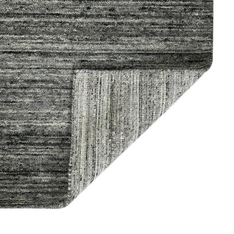 5' X 8' Dark Gray And Ivory Wool Striped Hand Woven Area Rug