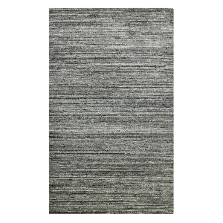 10' X 14' Dark Gray And Ivory Wool Striped Hand Woven Area Rug