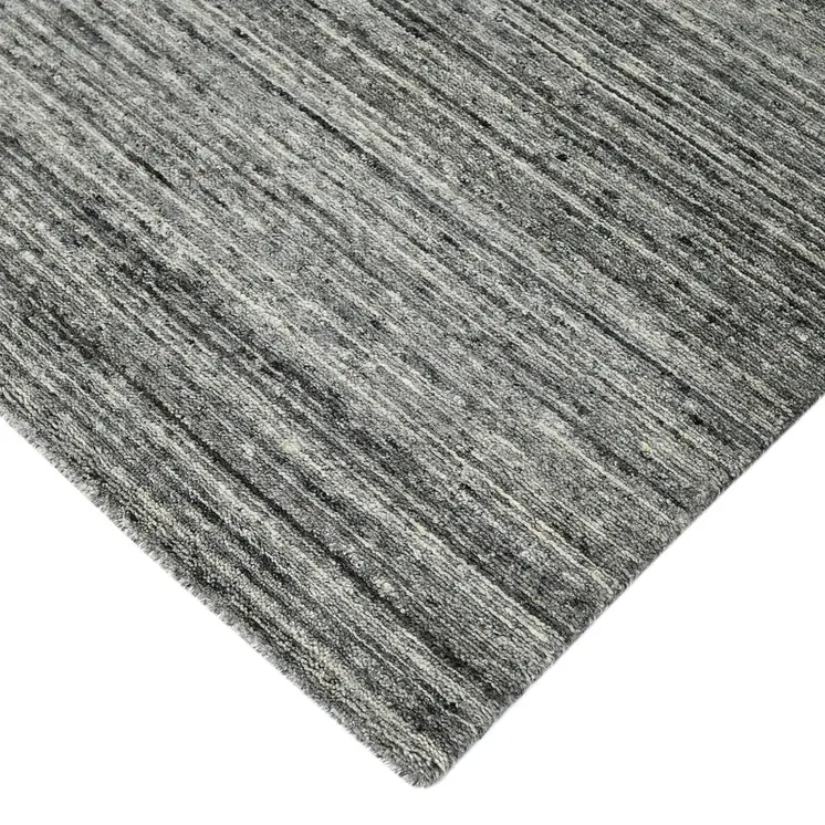 10' X 14' Dark Gray And Ivory Wool Striped Hand Woven Area Rug