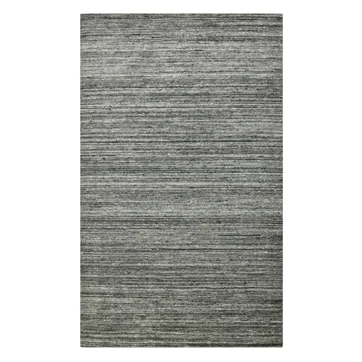 10' X 14' Dark Gray And Ivory Wool Striped Hand Woven Area Rug