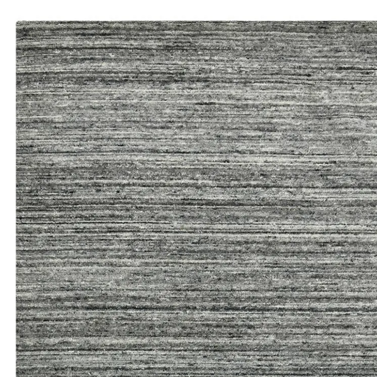 10' X 14' Dark Gray And Ivory Wool Striped Hand Woven Area Rug