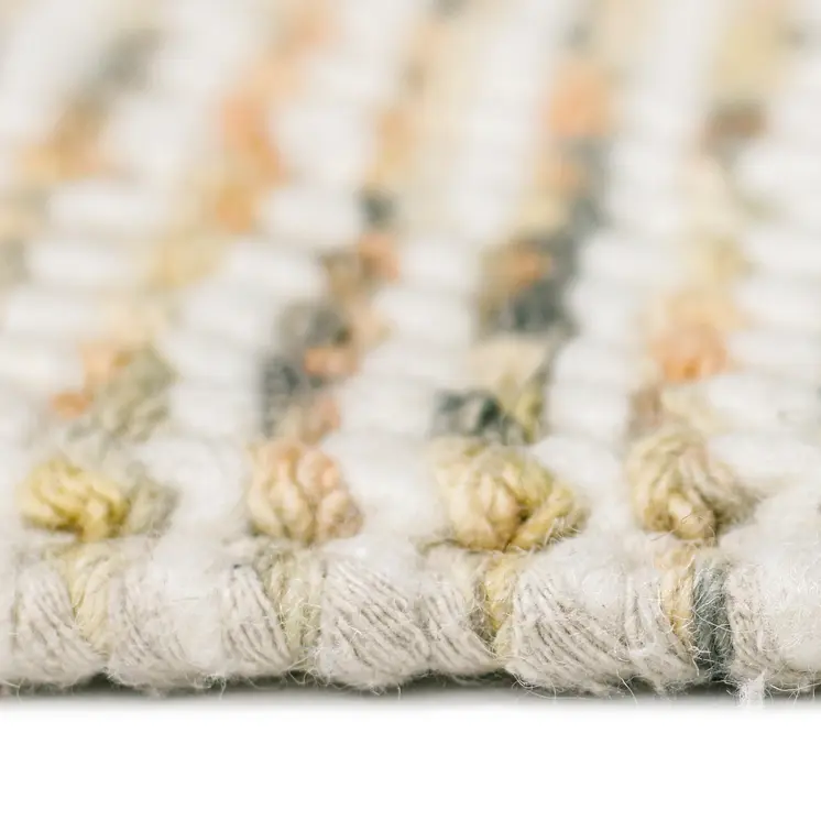 5' X 7' Beige Gray And Orange Wool Striped Hand Woven Area Rug With Fringe