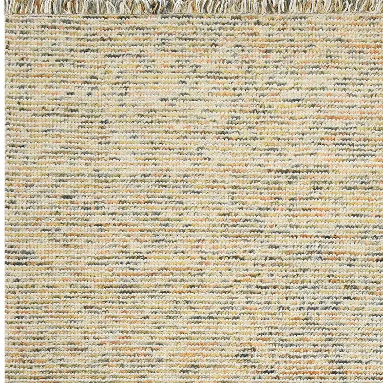 5' X 7' Beige Gray And Orange Wool Striped Hand Woven Area Rug With Fringe