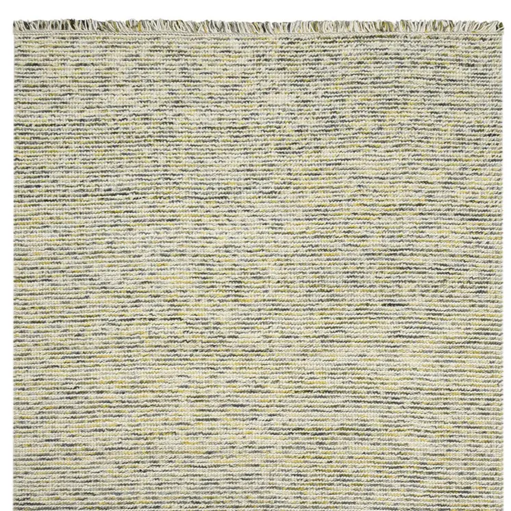 2' X 3' Gold Ivory And Gray Wool Striped Hand Woven Area Rug With Fringe