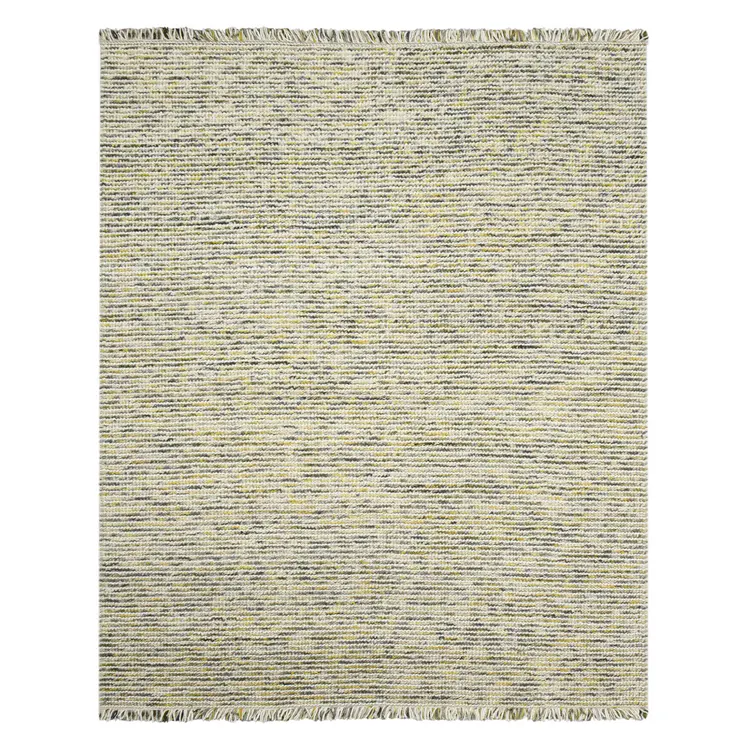 2' X 3' Gold Ivory And Gray Wool Striped Hand Woven Area Rug With Fringe