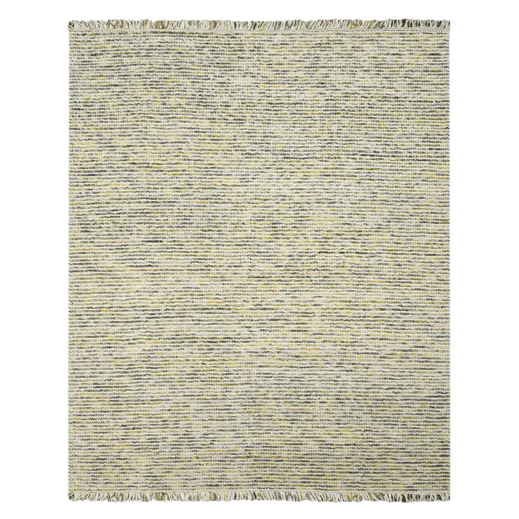 5' X 7' Gold Ivory And Gray Wool Striped Hand Woven Area Rug With Fringe